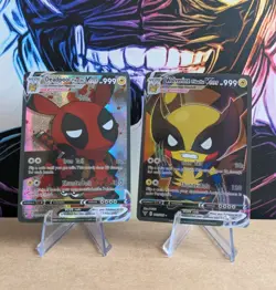 Deadpool & Wolverine Pikachu Custom Cosplay Pokemon Card Full Art Holo - Image 1