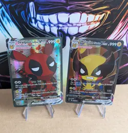 Deadpool & Wolverine Pikachu Custom Cosplay Pokemon Card Full Art Holo - Image 3
