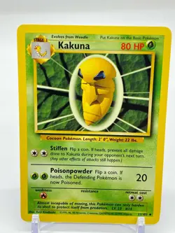 1999 KAKUNA 33/102 Pokemon Base Set Card LP/MP WOTC - Image 1
