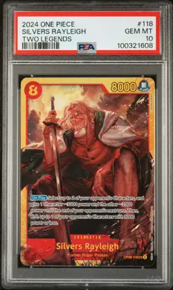 English PSA 10 2024 ONE PIECE Card SILVERS RAYLEIGH OP08-118 SEC Two Legends - Image 1