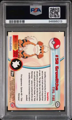 1999 TOPPS POKEMON TV FOIL #58 GROWLITHE PSA 9 - Image 2