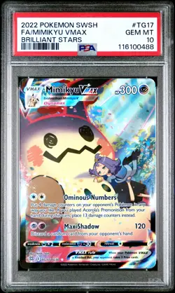 2022 POKEMON SWORD & SHIELD BRILLIANT STARS #TG17 FULL ART/MIMIKYU VMAX PSA 10 - Image 1