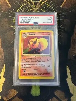 Pokemon Flareon 3/64 Jungle 1st Edition Vintage Holo PSA 2 - Image 1