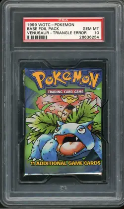 Pokemon Base Set BLACK TRIANGLE ERROR Booster Pack Venusaur Art PSA 10 GEM MINT - Image 1