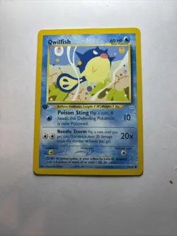 Vintage POKEMON TCG Qwilfish 49/64 Neo Revaluation 1st Edition Pack Fresh 1990’ - Image 1