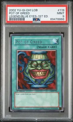 2002 Yu-Gi-Oh! LOB-119 1st Edition Pot of Greed - PSA 9 - Legend Of Blue Eyes - Image 1