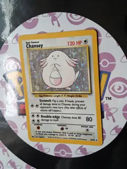 Pokemon Chansey 3/102 Base Set Unlimited Holo WOTC Vintage TCG Card 003/102 Rare - Image 3