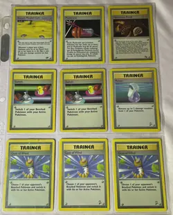 VINTAGE Pokemon lot of 9 Base Set Fossil Base Set 2 Trainer Cards WOTC 1995-1998 - Image 2