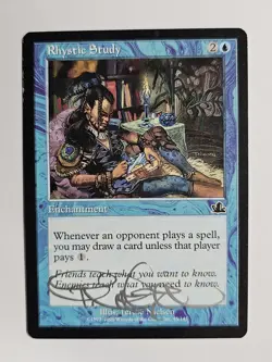 Rhystic Study MTG Prophecy Lightly Played Signed Non Authenticated - Image 1