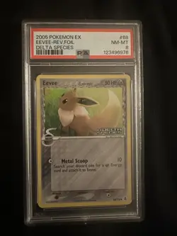 PSA 8 EEVEE REVERSE FOIL 68/113 EX DELTA SPECIES POKEMON 2005 ENGLISH - Image 4