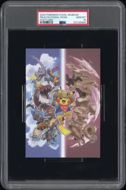 2022 POKEMON FOSSIL MUSEUM POSTCARD PIKACHU & FOSSIL POKEMON PSA 10 - Image 1