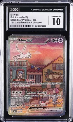 2023 POKEMON BLACK STAR PROMOS, 151 ULTRA-PREM COLL #053 MEW EX CGC 10 GEM MINT - Image 1