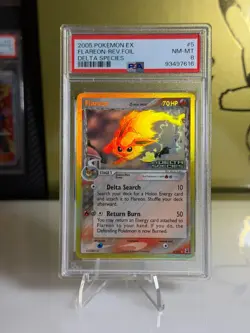2005 Pokemon EX Delta Species Flareon Rev Holo #5 PSA 8 NM-MT G - Image 1