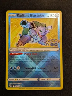 Pokemon Go TCG Radiant Blastoise Holo Rare Card Mint Condition 018/078 - Image 1
