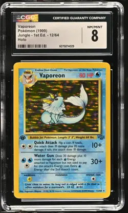 CGC 8 Vaporeon 1999 Jungle 1st Edition 12/64 Holo Pokemon Card - Image 1