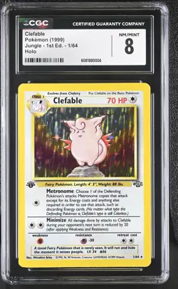 CGC 8 Clefable 1999 Jungle 1st Edition 1/64 Holo Pokemon Card - Image 1