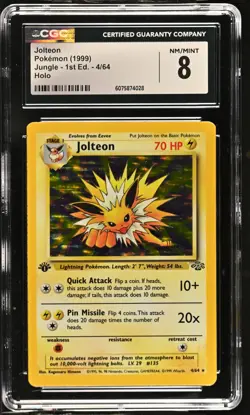 CGC 8 Jolteon 1999 Jungle 1st Edition 4/64 Holo Pokemon Card - Image 1