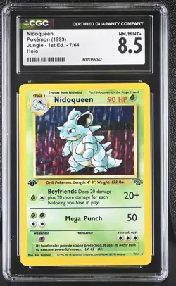 CGC 8.5 Nidoqueen 1999 Jungle 1st Edition 7/64 Holo Pokemon Card - Image 1
