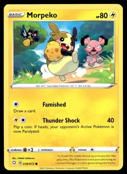 Morpeko 36/72 Pokemon Card Shining Fates Common 80 HP Near Mint Y11 - Image 1