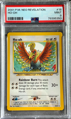 Pokemon Card Ho-Oh Rare Star PSA 9 Mint, Neo Revelation #18, WOTC 2001 - Image 1