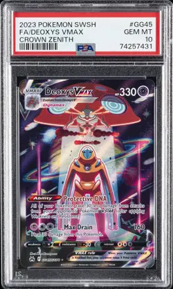 2023 POKEMON SWORD & SHIELD CROWN ZENITH #GG45 FULL ART/DEOXYS VMAX PSA 10 - Image 1