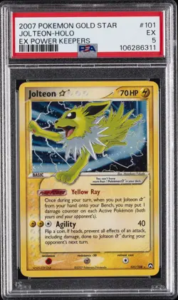2007 POKEMON EX POWER KEEPERS GOLD STAR #101 JOLTEON-HOLO PSA 5 - Image 1