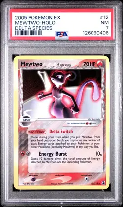 2005 POKEMON EX DELTA SPECIES #12 MEWTWO-HOLO PSA 7 - Image 1