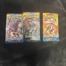 Three Packs Pokemon Sun & Moon Booster Pack - Image 1