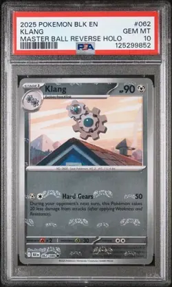 PSA 10 GEM MT, 2025 POKEMON BLACK BOLT KLANG MASTER BALL REVERSE HOLO #62/086 - Image 1