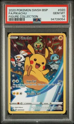 2020 POKEMON SWSH PROMO FIGURE COLLECTION #020 FULL ART/PIKACHU PSA 10 - Image 1