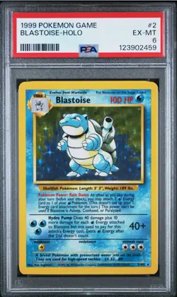 PSA 6 1999 Pokemon Base Set Unlimited Blastoise 2/102 Holo - Image 1