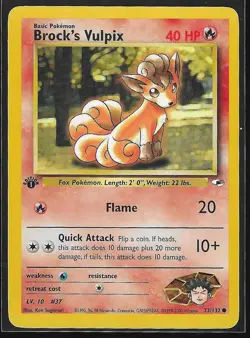 1st Edition Gym Heroes Brock’s Vulpix 73/132 Pokemon Card WOTC Vintage NM - Image 1