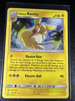 Alolan Raichu 57/236 Unified Minds Pokemon 2019 TCG Holo Card ( Pack Fresh ) - Image 1