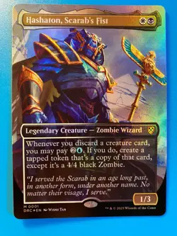 MTG 1x FOIL BORDERLESS Hashaton, Scarab's Fist 1 Aetherdrift Magic the x1 NM - Image 1