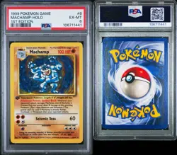 MACHAMP 1999 Pokemon Game Base Set Holo 1st Edition Thick Stamp #8 PSA 6 - Image 3
