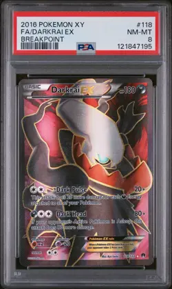 2016 POKEMON XY FA DARKRAI EX BREAKPOINT 118/122 PSA 8 - Image 1