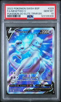 2022 POKEMON SWSH BLACK STAR PROMO #229 FULL ART/MEWTWO V PSA 10 - Image 1