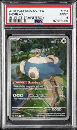 2023 POKEMON SVP EN-SV BLACK STAR PROMO 151 ELITE TRAINER BOX #051 SNORLAX PSA 9 - Image 1