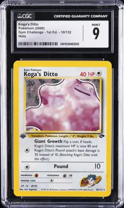 2000 POKEMON GYM CHALLENGE - 1ST ED. HOLO #10/132 KOGA'S DITTO CGC 9 - Image 1