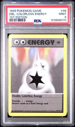 1999 POKEMON GAME 1ST ED #96 DOUBLE COLORLESS ENERGY PSA 9 - Image 1