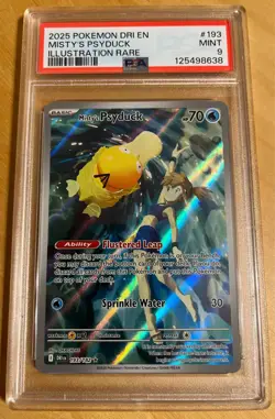 2025 Misty's Psyduck Pokemon Destined Rivals Illustration Rare #193/182 PSA 9 - Image 1