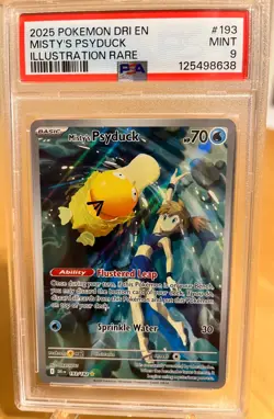 2025 Misty's Psyduck Pokemon Destined Rivals Illustration Rare #193/182 PSA 9 - Image 5