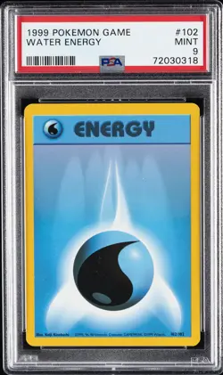 1999 POKEMON BASE SET UNLIMITED #102 WATER ENERGY PSA 9 - Image 1