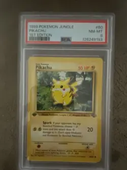 Pokemon Pikachu Jungle Set 1st Edition 1999 Non Holo 60/64 PSA 8 NM-MT - Image 1