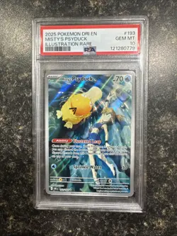 2025 POKEMON DRI EN DESTINED RIVALS ILLUSTRATION RARE 193 MISTY'S PSYDUCK PSA 10 - Image 1