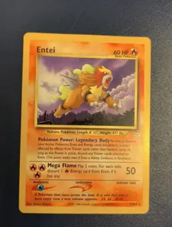 DMG Pokemon TCG Entei Neo Revelation 17/64 Regular Unlimited Rare Card Rear DMG - Image 1