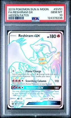PSA 10 GEM MINT Reshiram GX SV51/SV94 Hidden Fates Holo Pokemon Card - Image 1