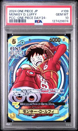 2024 ONE PIECE JPN PREM CARD COLL -ONE PIECE DAY'24- #109 MONKEY D. LUFFY PSA 10 - Image 1