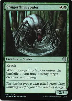 MTG Commander Legends Stingerfling Spider Foil Card CMR 258/361 U - Image 1