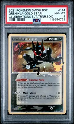 2021 POKEMON SWSH BLACK STAR PROMO #144 GRENINJA-GOLD STAR PSA 8 - Image 1